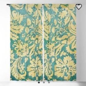 Society6 Vintage Antique Green and Gold Pattern Wallpaper Blackout Curtains (Set